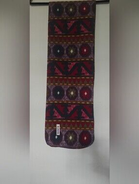 Vintage Columbia Fleece Scarf with Geometric Multicolor Print